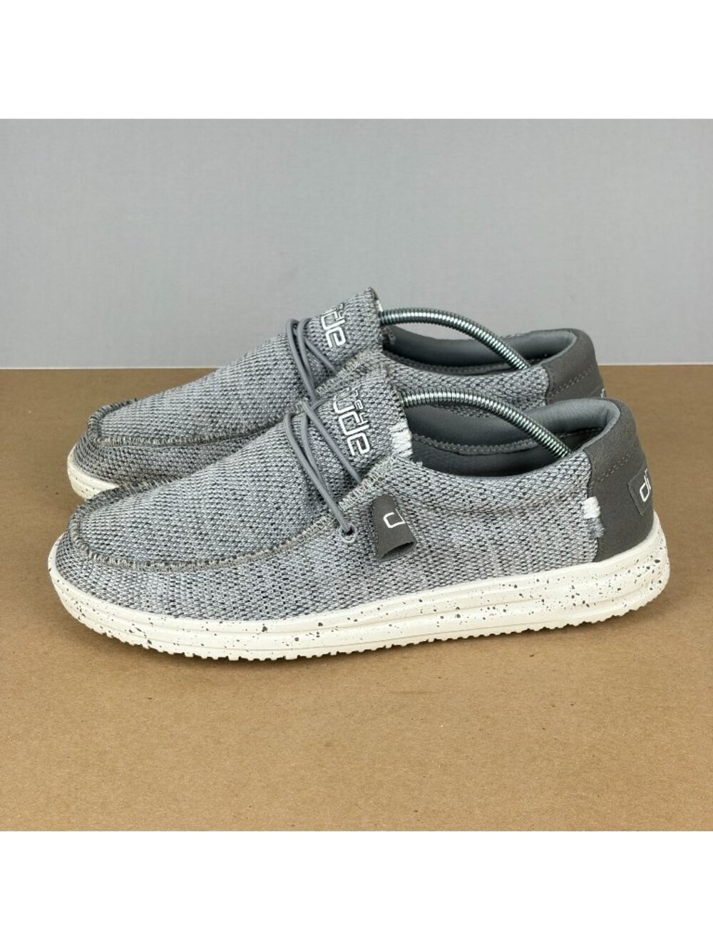 Hey Dude Wally Free Light Grey Casual Shoes Mens 8 Womens 10 Slip On Comfort